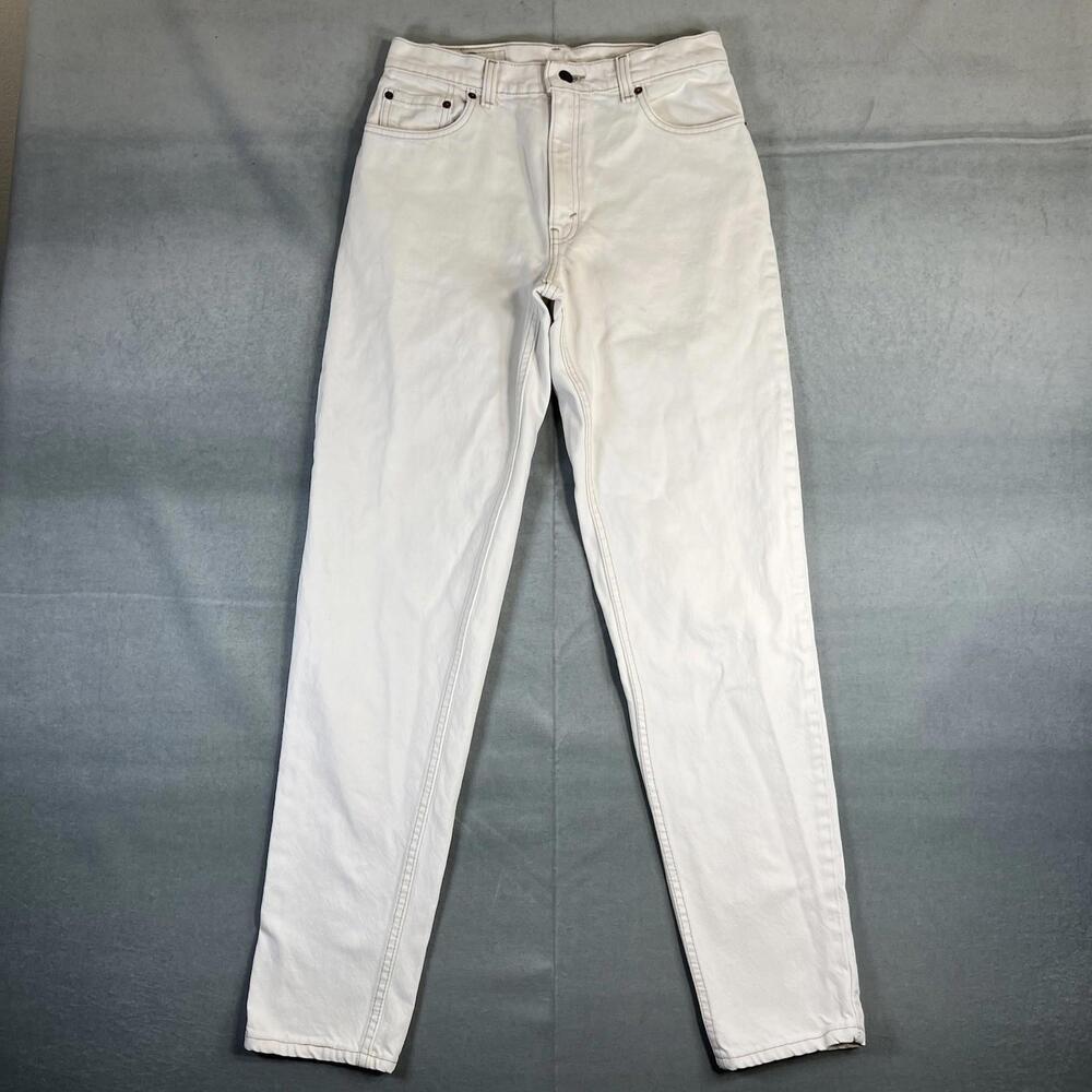 Vintage Levis 550 Jeans Womens 11 Long White Mom Relaxed Fit Tapered Leg USA 90s